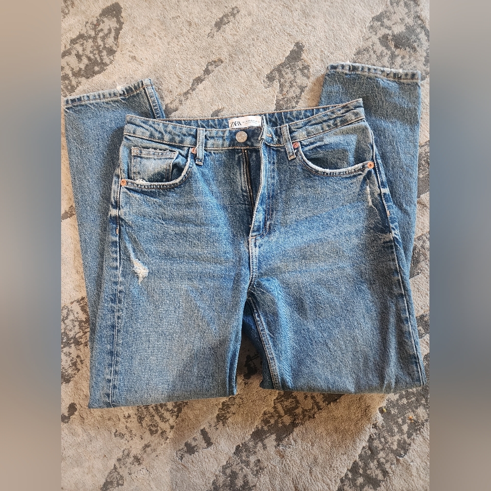 Zara High Rise Blue Jeans Classic Denim
